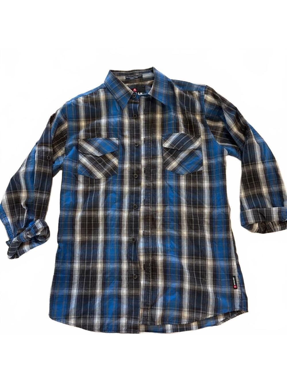 American Vintage Airwalk Blue Plaid Flannel Button Up Shirt Men’s M